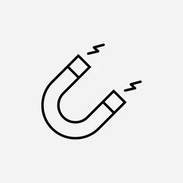 Magnet vector logo line icon. Electromagnetic fieldd business attract concept Stock Illustration