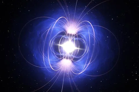 Magnetar, neutron star with extremely powerful magnetic field. Stock Illustration