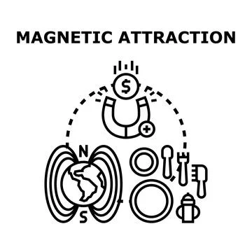 Magnetic attraction concept illustration pulling money and elements Illustrazione stock