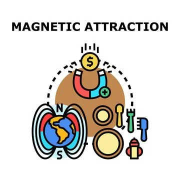 Magnetic attraction concept illustration pulling money and elements Illustrazione stock