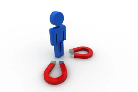 Magnetic bars attracting the man Free Stock Illustration