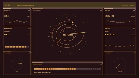 Magnetic Compass Calibration HUD Seamless Loop Stock Footage 342152565