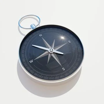 Magnetic compass on flat surface. Illustrazione stock