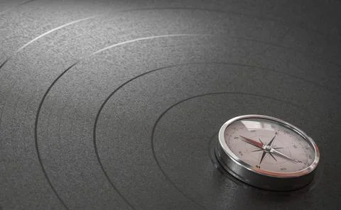 Magnetic compass pointing north. Navigation concept. Stock Illustration