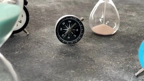 Magnetic compass standing upright. compass for a symbol of business navigat.. Stock Footage 257871835