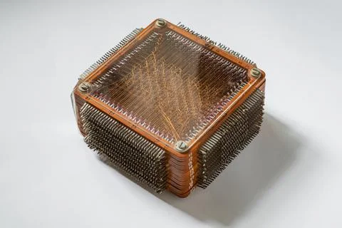 Magnetic-core memory on white background. Stock Photos
