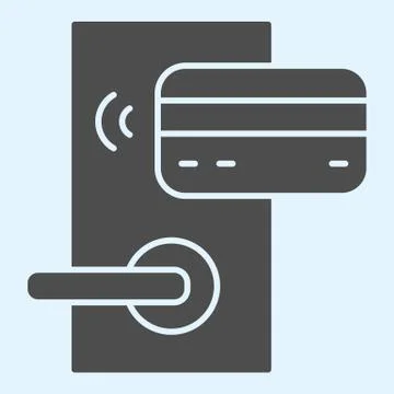 Magnetic door lock solid icon. Swiping handle with plastic key card. Horeca Illustrazione stock