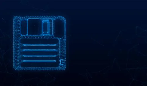 Magnetic floppy disc. Plexus icon. Vector stock illustration Stock Illustration