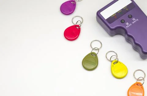 Magnetic key programmer. Duplicator for intercom keys. Electronic equipment for Stock Photos