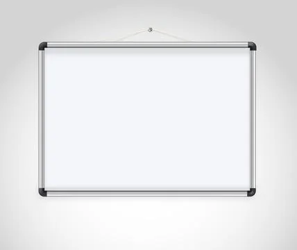 Magnetic marker whiteboard realistic Empty whiteboard with marker pens and Stock Illustration