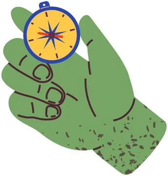 Magnetic navigation device. Equipment for orientation of traveler. Compass for Stock Illustration