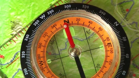 Magnetic needle rotates in the compass Stock Footage 60043623