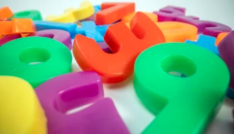 Magnetic numbers on white background Stock-Fotos