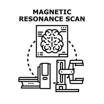 Magnetic resonance imaging machine scanning brain for diagnosis Stock Illustration