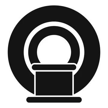 Magnetic resonance imaging scanner front view showing patient bed Illustrazione stock