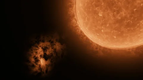 Magnetic storm from the sun. Flash in the sun. Stock Footage 257153744