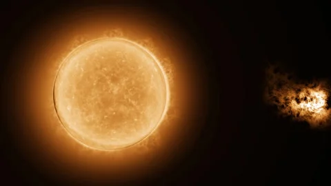 Magnetic storm from the sun. Flash in the sun. Stock Footage 257154429