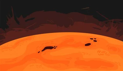Magnetic storm on the surface of the sun with plasma and prominences. Bright Sun Stock Illustration
