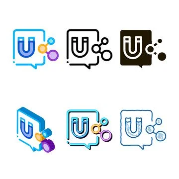 Magnetic variants attraction at dna level icon vector outline Stock Illustration