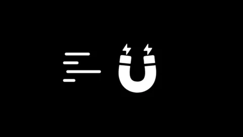 Magnetism icon animation quick motion effect loopable on black background, .. Vidéo 346497496