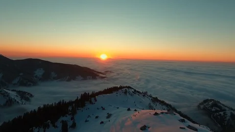 Magnificant sunset over the clouds Stock Footage 126013328