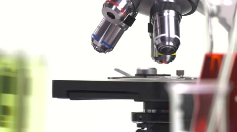 Magnification change lens to a microscope Stock Footage 64292796