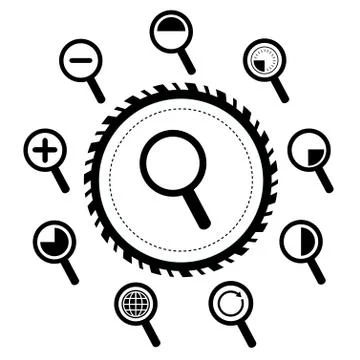 Magnification icon for searching web Stock Illustration