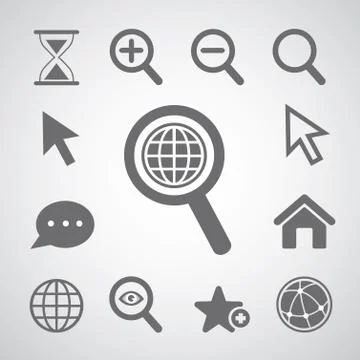 Magnification icon set Stock Illustration