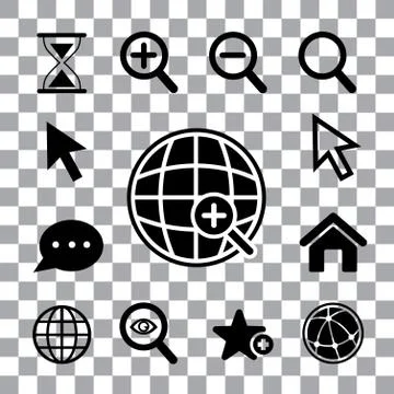 Magnification icon set Stock Illustration