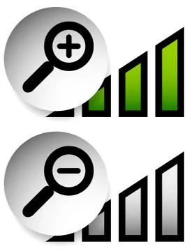 Magnification indicators. Magnifiers with level indicators. Stock Illustration