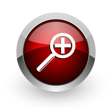 Magnification red circle web glossy icon. 库存插图