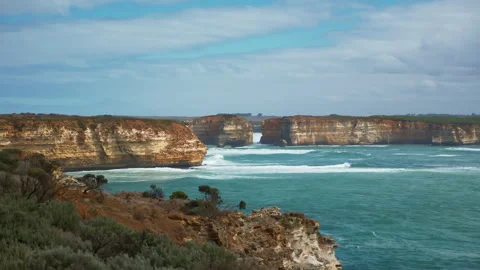 Magnificence of The Twelve Apostles at sunset, Port Campbell National Park, Aust Video stock 294621253