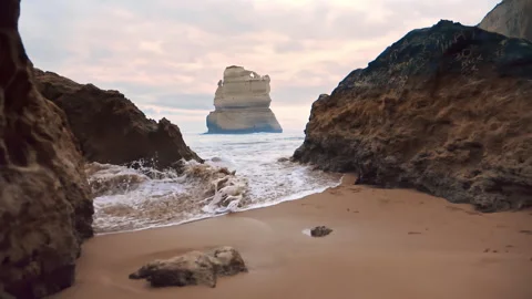 Magnificence of The Twelve Apostles at sunset, Port Campbell National Park, Aust Stock Footage 294621553