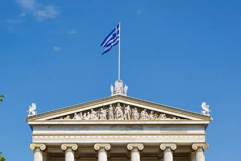 Magnificent columns of Ionic style, and elements of neoclassical architecture Stock Photos