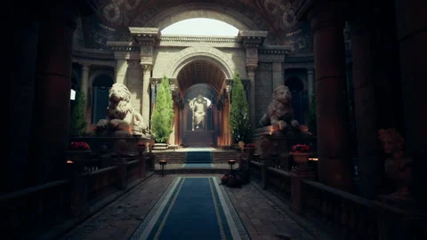 Magnificent entryway adorned with classical architecture and dramatic lighting Stock Footage 331524162