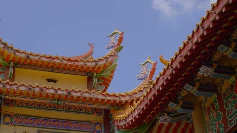 Magnificent low angle view of kek lok si temple roof Stock Footage 108798805