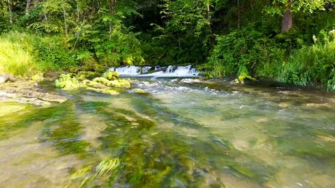Magnificent mini waterfall in the mountain sub mountain Stock Footage 81534430