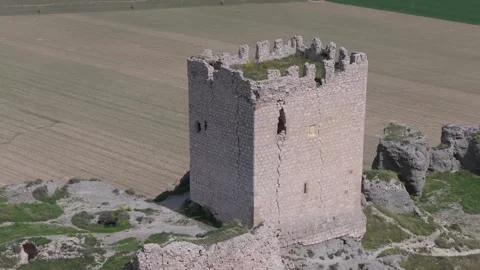 Magnificent orbital flight with a drone over the 9th century Oreja castle Stock Footage 275153341