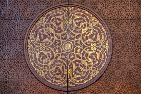 Magnificent patterns inside of an ancient Arab mosque Stock Photos