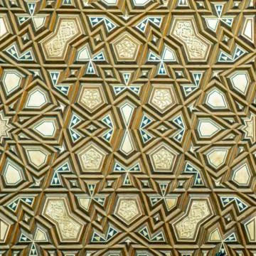 Magnificent patterns inside of an ancient Arab mosque Stock Photos