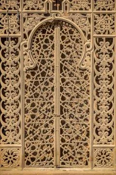 Magnificent patterns inside of an ancient Arab mosque Stock Photos