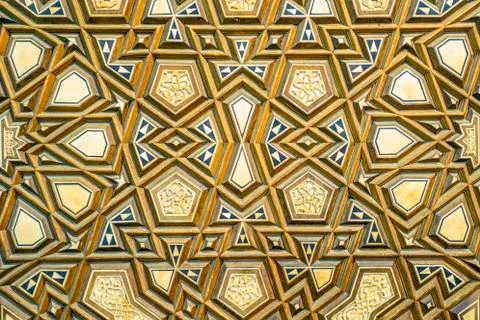 Magnificent patterns inside of an ancient Arab mosque Stock Photos