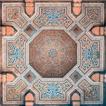 Magnificent patterns inside of an ancient Arab mosque Stock Photos