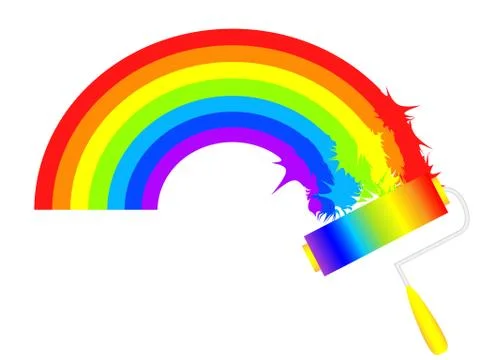 Magnificent rainbow design drawn by a roller Stock Illustration