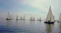 Magnificent sailing yachts in open sea, regatta, adventures HD Footage