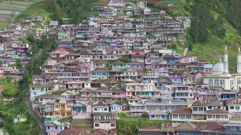 Magnificent scenery of nepal van java village on the slope of Mount Sumbing. Stock Footage 302227961