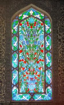 A magnificent stained glass window in the church Topkapi Stock Photos