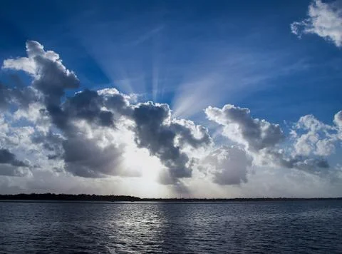Magnificent Sunbeam Cloudscape. Stock Photos