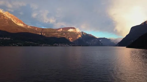 A magnificent view of Lake Como at sunset in Lombardy, Italy. Stock Footage 321464663