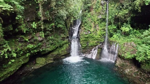 Magnificent waterfall in the middle of the jungle Stock Footage 255224603